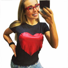 2016 Hot Selling T Shirt Women Heart Tassel Black Short Sleeve T-shirt Tops Women Clothes Camisetas Mujer Tee Shirt Femme