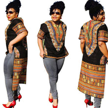 2016 Hot Selling Women Short Sleeve Irregular African Print Dashiki Casual Print Africa Traditional Women Tops Clothing