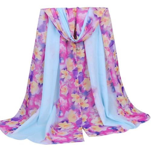2016 Hot Selling Women Spring Autumn Soft Long Chiffon Large Scarf Wrap Shawl Stole Print Scarves Pashmina 4 Colors YLYL