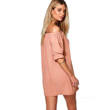 2016 Hot Sexy Women Brief Dress Off Shoulder Button Butterfly Sleeve Loose Mini Dress Beach Summer Autumn Dresses Female