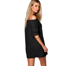 2016 Hot Sexy Women Brief Dress Off Shoulder Button Butterfly Sleeve Loose Mini Dress Beach Summer Autumn Dresses Female