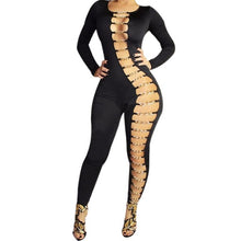 2016 Hot Sexy Women Clubwear Rompers And Jumpsuits Bodycon Long Sleeve Hollow Out Jumpsuit Romper Women macacao feminino longo