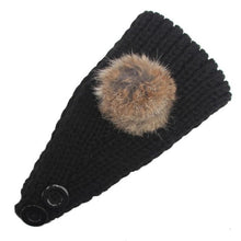 2016 Korean Fashion Faux Fur Headbands With Pompon Ball Winter Warm Knitting Button Headbands For Women Hair Accessories LY