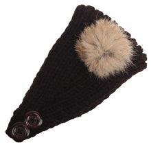 2016 Korean Fashion Faux Fur Headbands With Pompon Ball Winter Warm Knitting Button Headbands For Women Hair Accessories LY