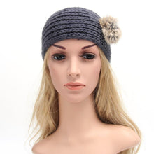 2016 Korean Fashion Faux Fur Headbands With Pompon Ball Winter Warm Knitting Button Headbands For Women Hair Accessories LY