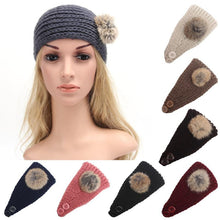 2016 Korean Fashion Faux Fur Headbands With Pompon Ball Winter Warm Knitting Button Headbands For Women Hair Accessories LY