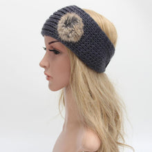 2016 Korean Fashion Faux Fur Headbands With Pompon Ball Winter Warm Knitting Button Headbands For Women Hair Accessories LY