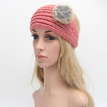 2016 Korean Fashion Faux Fur Headbands With Pompon Ball Winter Warm Knitting Button Headbands For Women Hair Accessories LY