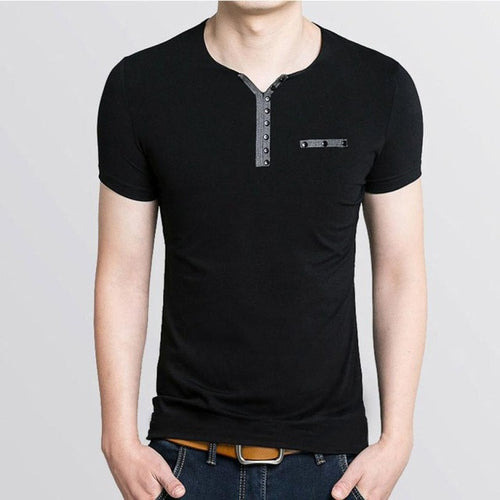 2016 Latest Mens Fashion Shirts Slim Fit V Collar Short Sleeve Casual Shirt Sobretudo Masculino#3546