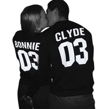 2016 New Arrival Autumn Long Sleeve Womens Tops "BONNIE 03,CLYDE 03" Letter Print Lovers T-Shirt Femme Plus Size Couple Clothes