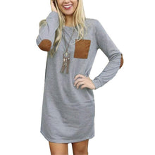 2016 New Arrival Casual Loose Dresses For Womens Long Sleeve Pocket Patchwork Short Mini Dress Women Clothing vestidos