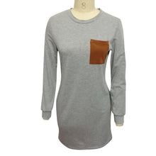 2016 New Arrival Casual Loose Dresses For Womens Long Sleeve Pocket Patchwork Short Mini Dress Women Clothing vestidos