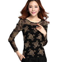 2016 New Arrival Chiffon Blouse Plus Size Women Tops Casual Full Sleeve O-neck M-2XL Spring Rose Print Shirt 70672