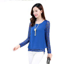 2016 New Arrival Chiffon Blouse Plus Size Women Tops Casual Full Sleeve O-neck S-2XL Spring Shirt 70674