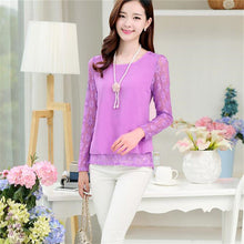 2016 New Arrival Chiffon Blouse Plus Size Women Tops Casual Full Sleeve O-neck S-2XL Spring Shirt 70674