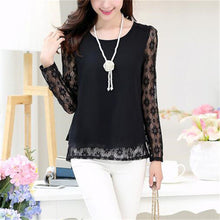 2016 New Arrival Chiffon Blouse Plus Size Women Tops Casual Full Sleeve O-neck S-2XL Spring Shirt 70674