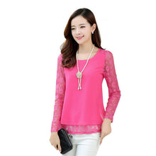 2016 New Arrival Chiffon Blouse Plus Size Women Tops Casual Full Sleeve O-neck S-2XL Spring Shirt 70674