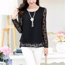 2016 New Arrival Chiffon Blouse Plus Size Women Tops Casual Full Sleeve O-neck S-2XL Spring Shirt 70674