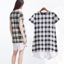 2016 New Arrival European Style Top Fashion Women Blouse Short Sleeve Female O-neck Plaid Shirt With Button 70702