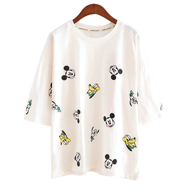 2016 New Arrival Short Sleeve Fashion T-shirts Large Size Female Character T shirts Cartoon Print Top Women t shirt 71110