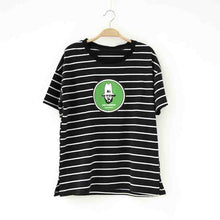 2016 New Arrival Short Sleeve Stripped T-shirts Large Size Female Character T shirts Cartoon Print Top Women t shirt 71112