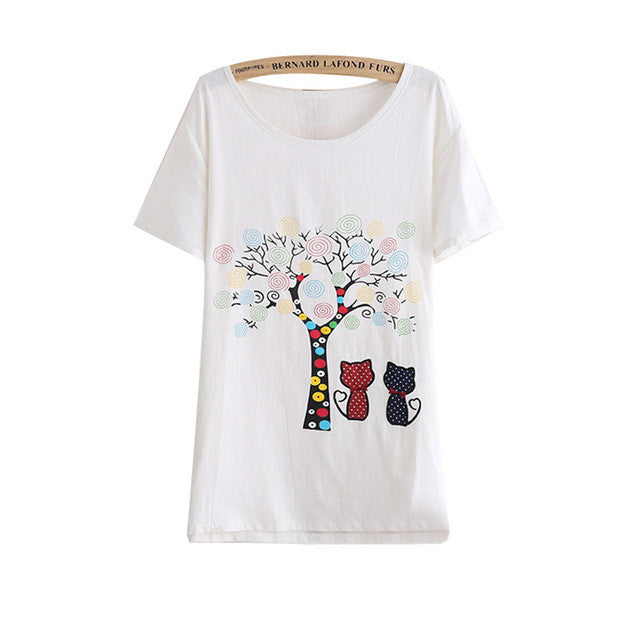 2016 New Arrival Short Sleeve T-shirts Large Size Female Print T shirts Top Women t shirt 71105