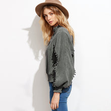 2016 New Arrival Women Autumn Winter V Neck Long-sleeved Pompon Ball Back Zipper t-shirt Women Tee Tops Female T shirt Femme