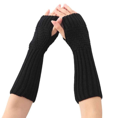 2016 New Arrival Women Fashion Knitted Gloves Elbow Length Fingerless Mittens Spring Winter Soft Warm Gloves Female Girls Gants