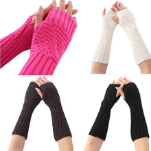 2016 New Arrival Women Fashion Knitted Gloves Elbow Length Fingerless Mittens Spring Winter Soft Warm Gloves Female Girls Gants
