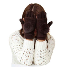 2016 New Arrival Women Knitted Gloves 2 Use Pompom Ball Warm Knitted Gloves Female Mittens For Women Gants Female
