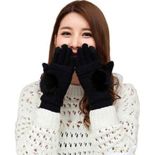 2016 New Arrival Women Knitted Gloves 2 Use Pompom Ball Warm Knitted Gloves Female Mittens For Women Gants Female