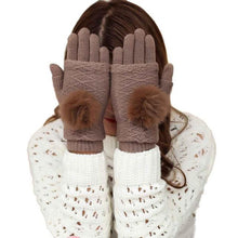 2016 New Arrival Women Knitted Gloves 2 Use Pompom Ball Warm Knitted Gloves Female Mittens For Women Gants Female