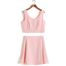 2016 New Arrival Women Plaid Skirt Set 2 Pieces Suit V-neck Sleeveless Crop Top t shirt Plus Size Zipper Woman 70901