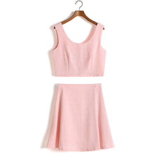 2016 New Arrival Women Plaid Skirt Set 2 Pieces Suit V-neck Sleeveless Crop Top t shirt Plus Size Zipper Woman 70901