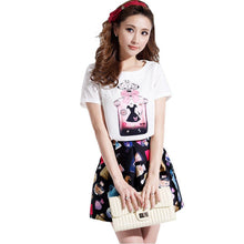 2016 New Arrival Women Print Skirt Set 2 Pieces Suit O-neck Short Sleeve t shirt Zipper Fly Plus Size Woman Jumpsuit 70895