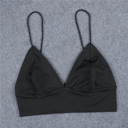 2016 New Arrival Women Sexy V-Neck Black Camis Summer Tank Crop Tops Bustier Backless short Basic Tops Female Vest Camis #WY