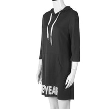 2016 New Arrival Women's Casual Loose Hooded Lacing Mini DressThree Quarter Sleeve New Year New Boy Letter print Dresses #1123