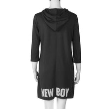 2016 New Arrival Women's Casual Loose Hooded Lacing Mini DressThree Quarter Sleeve New Year New Boy Letter print Dresses #1123