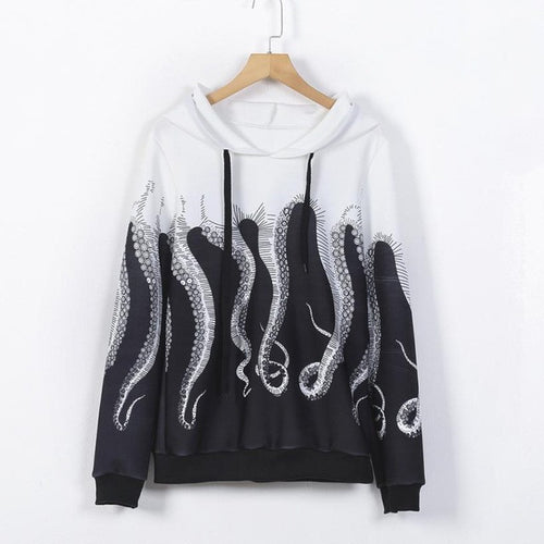 2016 New Arrival harajuku T-shirt Women Long Sleeve Hooded Print Lacing Casual Loose Hooded Pullovers Women camisas femininas