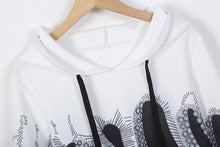 2016 New Arrival harajuku T-shirt Women Long Sleeve Hooded Print Lacing Casual Loose Hooded Pullovers Women camisas femininas