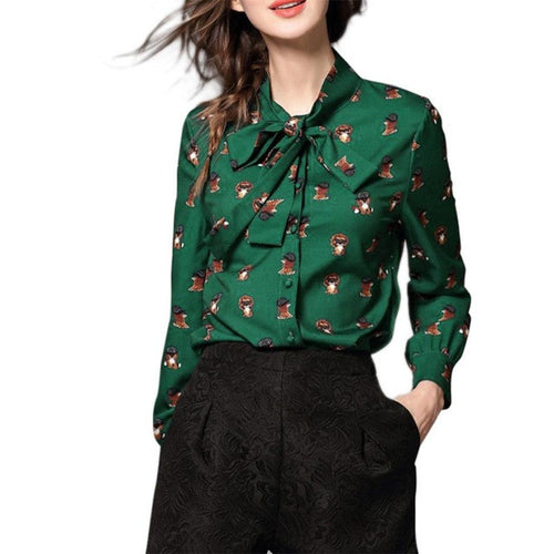 2016 New Autumn Blouses For Women Loose Turn-down Collar Long Sleeve Green Shirts Women Office Wear Tops Female