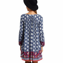 2016 New Autumn Spring Dresses Women Ladies Bohemian Print Long Sleeve Loose Dress National Wind Bandage Beach Dress Female