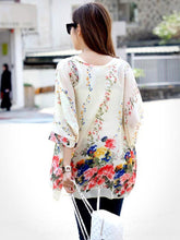 2016 New Bohemian Blouses Women Chiffon Tops Blusas Feminina Floral Print Batwing Sleeve Shirts Summer Casual Blouses Plus Size