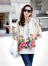 2016 New Bohemian Blouses Women Chiffon Tops Blusas Feminina Floral Print Batwing Sleeve Shirts Summer Casual Blouses Plus Size