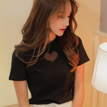 2016 New Brand Women T shirts Heart Hollow out t-shirt Women Top Short Sleeve Female Plus Size 71990