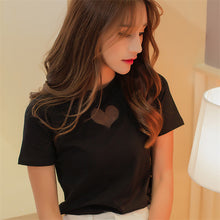 2016 New Brand Women T shirts Heart Hollow out t-shirt Women Top Short Sleeve Female Plus Size 71990