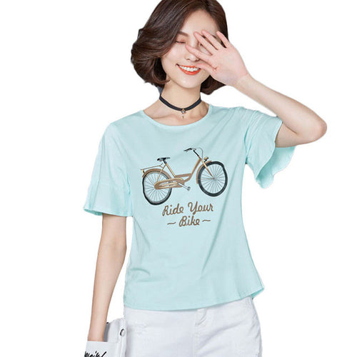 2016 New Brand Women clothing T shirts Letter Print t-shirt Women Top Short Butterfly Sleeve Female Plus Size tops 71082