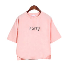 2016 New Brand Women clothing T shirts Letter SORRY Print t-shirt Women Top Short Sleeve Female Plus Size tops 71083