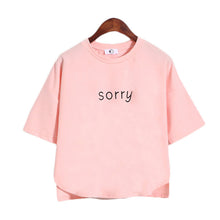 2016 New Brand Women clothing T shirts Letter SORRY Print t-shirt Women Top Short Sleeve Female Plus Size tops 71083