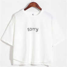 2016 New Brand Women clothing T shirts Letter SORRY Print t-shirt Women Top Short Sleeve Female Plus Size tops 71083